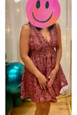 I got this to wear to my 50th birthday party. It was only slightly large in the bust area, but nothing that boob and Hollywood tape could not fix. I love the metallic detail. The length was just right and fit was very comfortable.  It was perfect for the occasion and I got many compliments. - Wendy M.