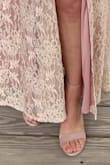 These heels are so cute, I'm not used to wearing 4" heels but I did fine in these! I didn't take really great pics of the heels but hopefully, this pic helps a little! - Kimberly G.