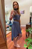 I love this dress! Very flattering and comfy, nice color too. I choose the blue in XS and it's perfect. - Melodie P.