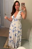 This dress is absolute magic. The minute I put it on my body, I felt like I was transformed. I have a bit more curve right now than I'm used to, but this dress hits me in all the right places. The overall cut is classic, but the deep V and the cutout in the back give it an unassuming sexiness. The fabric is high-quality and offers great coverage, yet it is still flowy and romantic. The colors make my skin pop (I have a slightly, tanned olive skin-tone) and I feel like I could dress this up with heels and statement earrings, or even pull off effortless chic with some flats and simple jewelry. I am absolutely in love. I feel like this is a classic piece I will wear year after year. - Lindsay S.
