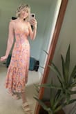 This dress was so flattering! I also wore it without a bra. I will say the color was more orangey in person than I expected but I still loved it. - Tiffany P.