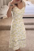 First, I was SOOO happy when I got this dress in. It is stunning. The photos don't do it justice. When I tried it on, I realized it was large around the waist AND the bust. Which is odd because I'm a 32DD. I usually have the opposite problem. I needed the dress for an event, so I went online to process and exchange for an XS. It came in super quick! I LOOOOOVVVEED the fit. It was dainty and beautiful. Perfect for a summer fundraising event. Got so many compliments. Unfortunately, at the event, I noticed the lace trim at the bottom had tears in multiple places. I only put the dress on 10 minutes before I left for the event and was mostly seated while there. I was so disappointed because I was in love with it. I was hoping I just got a defective dress, but they were out of XS when I called about a replacement. Customer service was amazing though and provided a refund. Will try to reorder again when it restocks in hopes that it won't rip again! It's too pretty not to try again! - Sarah D.