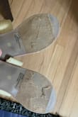 I really like these shoes (so comfy and nice for work) but I work in a carpeted office and the bottom of the shoe is starting to fray like it's made of fabric? It's the strangest thing. I hope it all rubs off soon because it looks kinda crazy. - Lauren P.