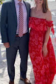 This dress was perfect for a beach wedding!! I wore mine with some espadrille wedges and the length was perfect. The top fits well and the material was comfortable. The sleeves were a bit different and were a little loose on me, but otherwise loved this dress! The material is also very pretty in person and has some shimmer to it. - Trisha B.