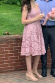 I had a baby five months ago and wasn't sure how to dress and fit my new body. This fit great when I wasn't sure which size and I was really comfortable. Loved that I didn't have to wear a bra. The only downside was that the lace kept getting caught on low cabinets, but it's durable and never ripped! - Emily P.
