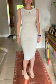 I wore this dress for an important Awards Ceremony and got so many compliments on it! The material is high-quality and the fit is extremely form-fitting. Don't second guess it...BUY IT! You won't be sorry. - Mackenzie G.