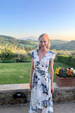 I wore this to a wedding at a villa in Tuscany with a "garden formal" theme. The print, light fabric, and flowy fit was perfect for the theme. The dress ties at the waist, allowing me to not make it too tight in order to enjoy all the food and wine throughout the event. It was also the perfect length to wear with wedges so I could walk around and dance without the dress dragging on the ground. I have a small chest and was able to wear this with just nipple coverings which was super comfortable and convenient. - Tatum T.