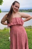 So I literally never wear strapless dresses, but I needed something nice for my partner's senior gala and decided to go on a whim and purchase this based on reviews. I'd gotten my prom dress from here when I was in high school, but my body has obviously changed over time and I was super worried about sizing. 
I ordered the XL and I have never been more happy with a dress! I got so many compliments, didn't have to wear a bra with it, AND it didn't move from its place all night (so no awkward hiking it up on the dance floor!). 
I literally cannot wait to have another occasion to wear it too hopefully soon!! - Lizzie G.