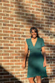 The dress was lovely and the wrap was comfortable and lined up well. The colour and fabric are both gorgeous and so flattering! I loved the slit sleeves. - Kim P.