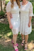 I am usually right between a small and medium in Lulus. The small fit like a glove (a teeny tight but appropriate) and the medium was definitely baggy so went with the small. Such a gorgeous dress. I can't wait to wear this again - Amy B.