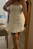 I bought this dress for my graduation and I felt so beautiful! Nice stretchy material! I purchased an XL and it fit great! Very beautiful dress and highly recommend it! - Estephany C.