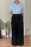 For someone who hates business casual, I'm obsessed! A little tight in the waist but I need to lose about 10lbs anyways so I will be keeping :) They're also a little long - I am on my tippy toes in the pictures but I'll just wear heels with them - Ann H.