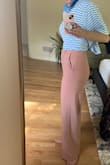 Loving this light pink color and fit! A little small but wouldn't change the size. Can't wait to wear these at work! - Ann H.
