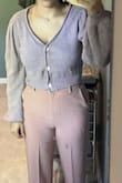 I love this cute color and puffy sleeves - nice way to jazz up sweater weather - Ann H.