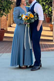 I was nervous that I won't find a blue dress on time for my engagement shoot and this fitted perfectly. My photographer loved the way it flowed naturally and it looked so elegant in the pictures. The length was long but high heels helped with that. Overall, I'm happy and the photographer is happy with this dress. - Kathy T.