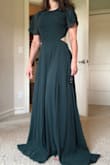 It's a beautiful dress! I did not keep it because the MOB and I decided we would go with knee-length dresses. I ordered a small and I would have had the waist taken in a bit when I had it hemmed. - Katherine R.