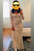 Loved it! It's thick and lined well. Very stretchy and forms to fit snug to your body. I ordered a size Small per reviews and it fit perfectly. It was the right length once I wore 2-3 inch heels, a little long otherwise. Works with a strapless or sticky bra. - Marie C.