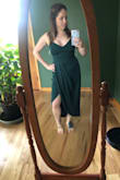 The color is amazing! This dress is not a style I would've normally picked but I'm glad I did. It's very flattering. I bought this to wear to a wedding. The slit is a little too high if you intend on dancing. - Sheena H.