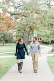 I purchased this sweater dress and ended up wearing it for the first time for my engagement photos. The color is GORGEOUS, and the fabric is super soft. It's definitely not like other sweater dresses I own that have more of a woolen feel.
I'm not usually a person who likes to wear "frilly" sleeves, but they added a soft, flowy look to the photos and it turned out so well. The only issue I had with the sleeves was when we went out to dinner after our photos, I had to be mindful about the sleeves when I reached over my plate to my drink, etc.
All in all I love this dress and look forward to an opportunity to wear it again! - Jenna B.