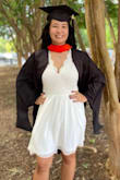 I wore this dress to my graduation and I loved it.  I got several compliments on it.  The material can get a little warm but is of good quality and really made me feel like a college graduate. - Isabelle B.