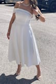 I used it for my wedding celebration after-party and I got lots of compliments. The dress itself weights a little bit. It is not a light dress and the material is not cheap. - Gretchen M.