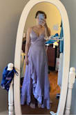 The dress is pretty, but it runs large. Also, the material is WAY heavier than expected. It is not a light dress. The color was darker than expected, too. Overall was not anything like what I was looking for so I planned to return it. Unfortunately, I missed the window for returns so now despite it never being worn & tags still on, I am stuck with it. Ugh. - Alysa M.