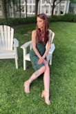 I love the way this dress looked on me. It made me feel very refined, perfect for the cocktail/semi-formal wedding I attended. The green with my red hair and fox tattoo made me look like mother nature lol
The straps are adjustable which is a big plus.
(30B, 30" waist - drop-down menus didn't have these measurements) - Donna G.