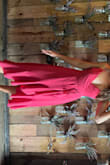 I bought this dress for my med school graduation and it was perfect! Dress has great movement around the skirt. Waist is adjustable since it's a wrap around that you can tighten and loosen as needed. Color is great for summer and fabric was light. I wore it with stickies. - Denise M.