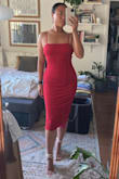 I'll start by saying that I never really leave reviews, but I had to write one to say that this dress is an absolute show stopper. I was looking for a vibrant dress for a garden wedding and nothing really seemed quite right... until I tried this on. Bodycon dresses usually make feel self-conscious, but somehow this one not only SNATCHES your waist but also accentuates/lifts your booty while smoothing out any lumps or bumps. Pure magic, I tell you. - Wing L.