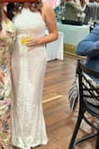 Wore this for my wedding reception and absolutely loved it! Ordered 7 dresses from Lulus before finding the one! I had originally bought the Large and it fit but the XL made me feel a little more comfortable since it didn't hug too tight on my stomach. It was a little long on me, but I wore heels so it worked out. I got so many compliments throughout the night on the dress - it truly was perfect! - Brianna T.