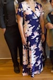 I had searched elsewhere for a truly floor length maxi dress for my height and came up with nothing. Then I searched here. This dress popped up and when I read reviews that girls my height had success I knew I had found my dress for an upcoming wedding. I wore flat sandals and I did secure the top with a small safety pin as well as down the slit. It was a windy day and without a little extra help you are sure to show off more than just a little thigh. Once those were secured, I was no longer worried about a wardrobe malfunction. Very cute dress! - Megan L.