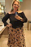 Love this, it's super comfortable and plenty of room.  I tucked in for my outfit recently but can be worn more smock-like loose too.  It was just dressy enough for a great date night out! - Kira W.
