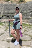 So I'm pear-shaped and saw how flowy this romper was so I ordered a medium. I'm glad I did, however, with the length, it was probably a little short for me. At one of the cliffs, it was super windy and my husband had to stand behind me to cover my booty. I also have no chest so if I went large we would have had a little bit of a peep show. All in all, it was a great exploring romper in Greece! - Ariel S.