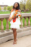 I wore these shoes for my college grad photos and loved the height they gave! They're a true white so would go well with a white dress. They aren't very comfortable but would be great for photos or an event where you aren't standing. I also sized up a half size since the front straps dont have stretch and I have wide feet. - Samantha R.