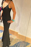 I loved the dress. The material is stretchy so it fits your body well. I had to alter the length but with my heels, there wasn't much taken off. The fit was true to size and the lining was very soft. I liked the adjustable straps and the back is actually just high enough for you to wear a strapless bra. - Dian H.