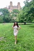 Wore it for my graduation and received many compliments. Very elegant and pretty! M fit my body perfectly. The fabric color was slightly closer to my skin (would have preferred the beige to be tad more darker) but didn't really bother me. - Aditi T.