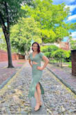 This dress truly does fit like a glove. It's got great compression to it and the way the fabric sits is very figure flattering.  It's very comfortable and airy. I dressed it up this time but definitely look forward to also dressing it down for errands with low sneakers or Sandals at the beach. The color is gorgeous. Definitely look forward to wearing this for many years. - Cassie R.