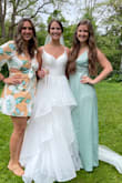 Dress fit perfectly and was light for a summer wedding. Adjustable straps helped with the fit being true to size. Slight issue with the slit going up a bit more than I expected but was manageable. - Audrey E.