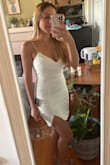 It fits really well and that's the best option I've found so far as a grad pics dress. It is very transparent and not worth the price though. I can't have underwear on if I'm using it (I folded some of the length in the picture) - Tatiane C.