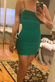 I love this dress so much, and the color is amazing! Not only it is super comfortable, but it looks amazing on. Easy to move in, and a made of a thicker material so it keeps its shape nicely. I will tape up the girls, as the straps are thin. So if you require support, tapping will work just fine with this dress. It is simple, but definitely makes a statement! I will buy in other colors! - Julie R.