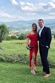 Bought this red dress for a spring wedding in Tuscany Italy. It was perfect! I loved how it made me feel sexy without revealing too much. My arms/shoulders are a bit wider so the side strap was a little tight, but otherwise it fit perfectly. I typically wear a size 6. - Charlene K.