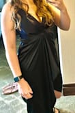 This dress received many compliments, wore to a "formal" dress code wedding. I found the bust area was quite large for me. The straps are adjustable which is great, I had to tighten mine a lot. The length is very nice, and the slit in the front is a bit exposed when walking. Comfortable to be in for hours, comfortable to sit in. - Nicole S.