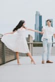 This dress is absolutely stunning! I wore it for our engagement photos and it fit like a dream! My only note is that the sleeves are a bit tight and therefore restrictive but other than that it is lovely I got so many compliments on it! - Skylar T.