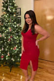 This dress is such high quality and definitely true to size. The material has some stretch and the color is stunning! I'm a size 10 across the board and the large fit me perfectly. - Mikayla V.