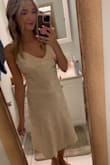 Wore this to a wedding rehearsal dinner and got so many compliments! It's absolutely gorgeous. It is a little tight around the hip area so keep that in mind but other than that it was perfect. Size medium - Alex S.