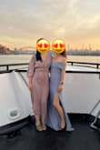 This dress is gorgeous, a very flattering fit. I am small chested and slender shape. The waists and bust area were all a perfect fit. My boobs were a bit small, so the top portion Of the dress slides down a little bit too much for me. I do find myself having to constantly pull my dress up through the night. - Linda Z.
