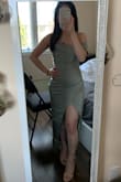 The dress just fits perfectly on me. The split is high, showing off my legs. The details are excellent, though the color is a little darker comparing to the picture. The zip is hard to pull up, I need to ask for assistance. - Vanessa L.