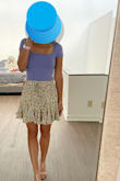 Such a cute skirt! It's not right on the waist, but it is a little short especially if you want to wear it as a more high-waisted skirt. I'm short though, so it isn't a problem for me! I'm wearing it here with a lulus bodysuit! - Ariel P.