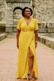 Very nice fabric, fit perfectly. Love the color and the way it flows. I received many compliments. It was a pleasure getting this dress. - Avia J.