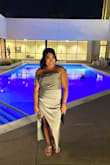 It's such a pretty dress. However, it does run small. So I'm so glad I sized up. The slit is a bit high, but that didn't stop me on the dance floor. - ASHLEY H.